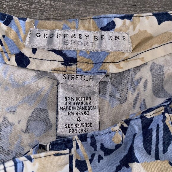 Geoffrey Beene Cropped Pants Women’s Size 4 Stretch Floral Print Navy Tan - Picture 5 of 6